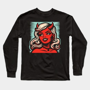 Retro Devil Girl Long Sleeve T-Shirt